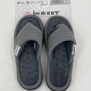 Isotoner Dark Gray Memory Foam Sandals WOMENS SIZE 6.5-7 NWT